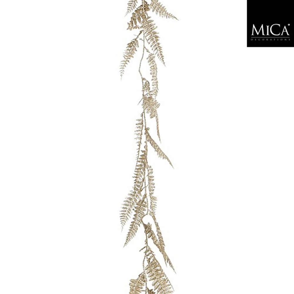 Christmas Champagne Glitter Fern Garland | 180cm, Sparkling Gold Finish