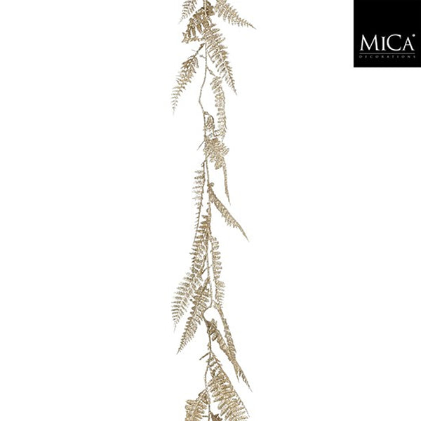 Christmas Champagne Glitter Fern Garland | 180cm, Sparkling Gold Finish