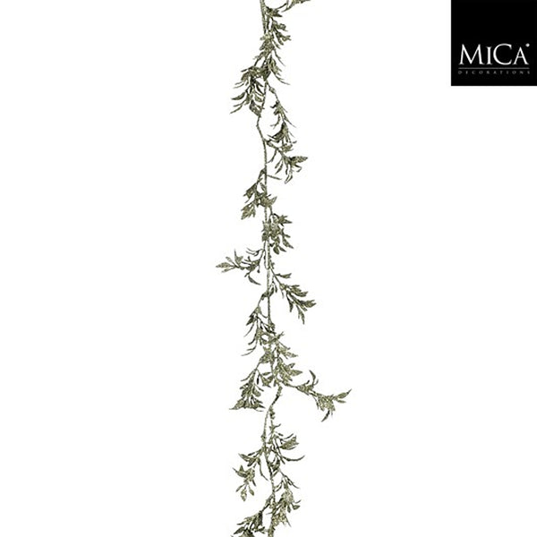 Christmas Green Glitter Leaf Garland | 180cm, Slim Flexible Profile
