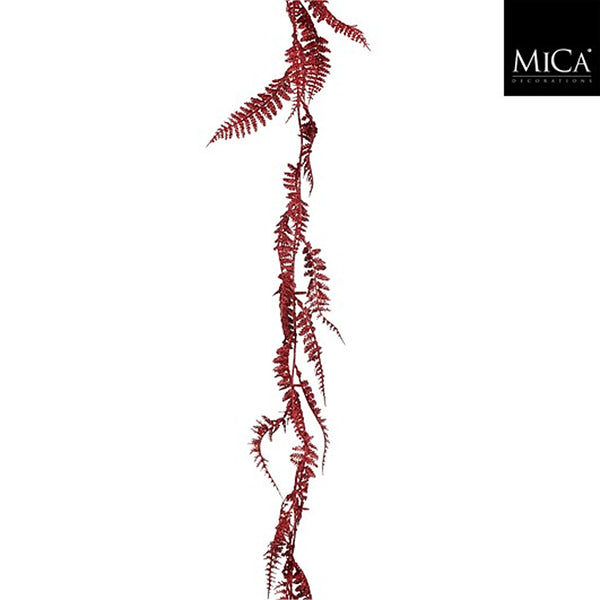 Christmas Red Leaf Garland | 180 cm, Glitter Finish, Flexible Stem