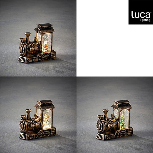 Christmas Steam Locomotive Glitter Lantern Decoration | 12 x 12cm, Illuminated
