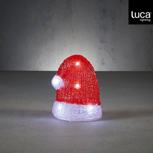 Christmas Red Acrylic Santa Hat LED Decoration | Cool White LEDs, 16cm