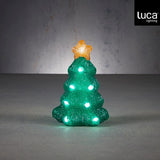 Christmas Green Acrylic LED Tree | H 21 cm, Star Topper, Textured Finish