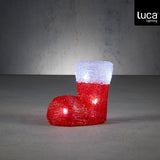 Christmas Red Acrylic LED Boot | 15cm, Cool-White LED, Translucent