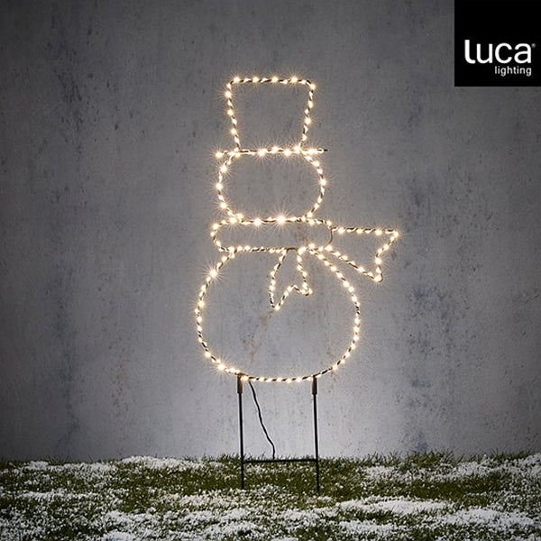 Christmas Snowman LED Garden Stake Warm White | W 30 x H 68 cm, Twin Stakes