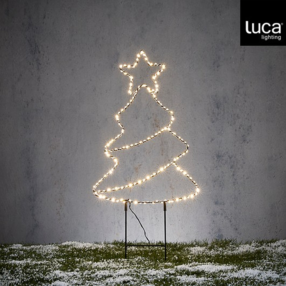 Christmas Warm White LED Silhouette Tree Stake | W 28 x H 69 cm, Plug-in