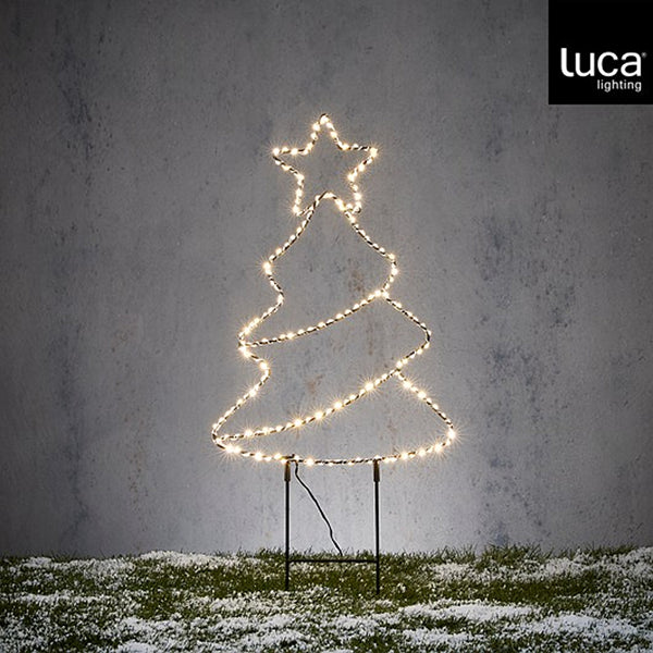 Christmas Warm White LED Silhouette Tree Stake | W 28 x H 69 cm, Plug-in