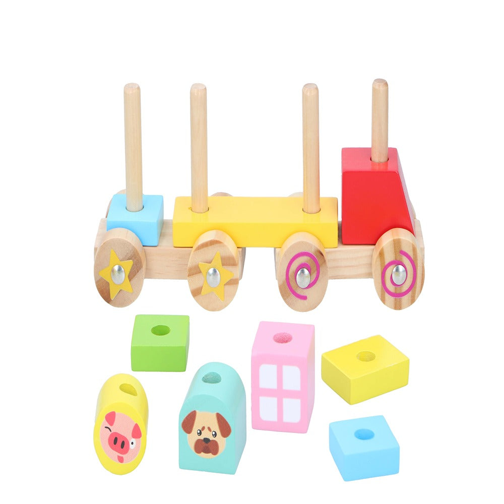 Marionette Wooden Stackable Train Set | Animal Motifs