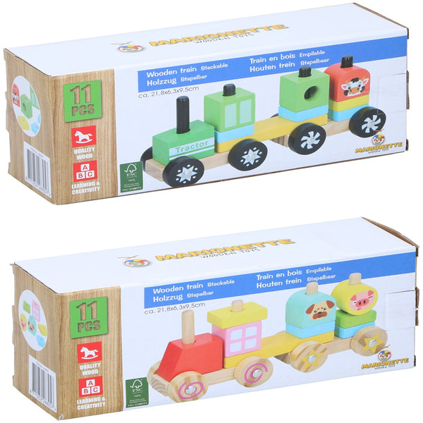 Marionette Wooden Stackable Train Set | Animal Motifs