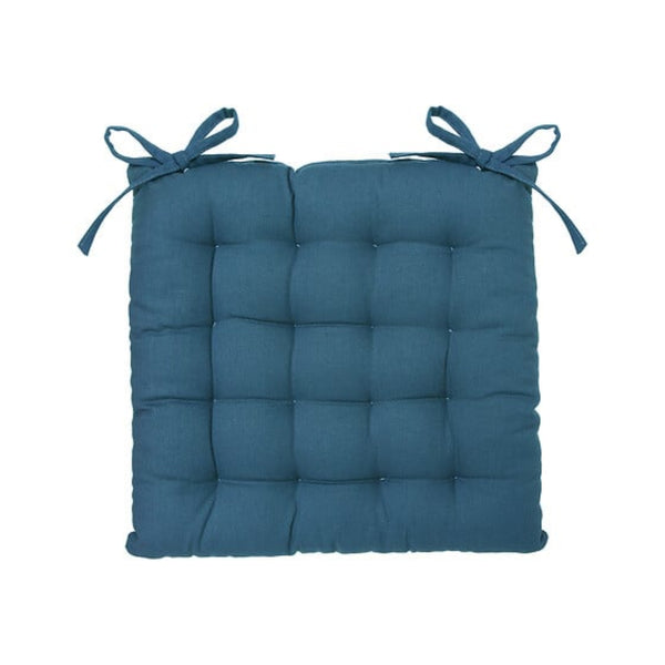 Atmosphera Teal Blue Tufted Seat Pad Cushion | 38 x 38cm, Ties