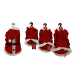Christmas Hooded Santa Dog Coat | Red Plush, White Trim, Black Belt