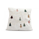 Christmas Let It Snow Embroidered Cushion | 45 x 45, Plush Texture, Mini Trees