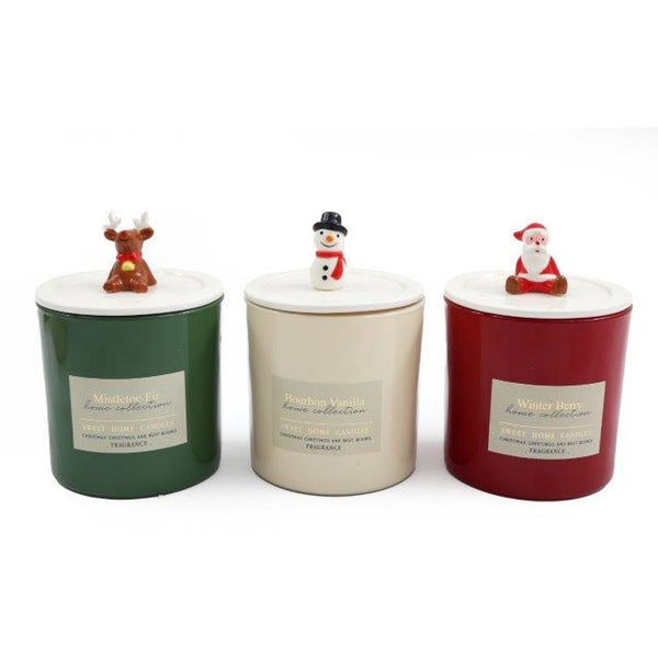 Christmas Character Candlepot Scented Candle | 10 x 10cm, Festive Toppers