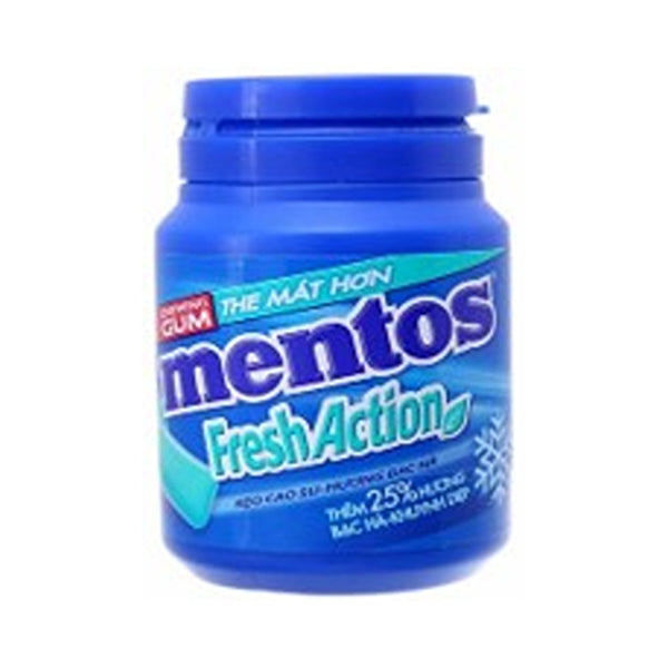 Mentos Fresh Action Mint Chewing Gum | 56g, Resealable Bottle, 25% Extra