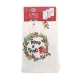 Christmas Merry & Bright Festive Tea Towels | Pack of 3, Assorted Designs