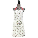 Christmas Merry & Bright Apron | Floral Print, Large Front Pocket, Waist Ties