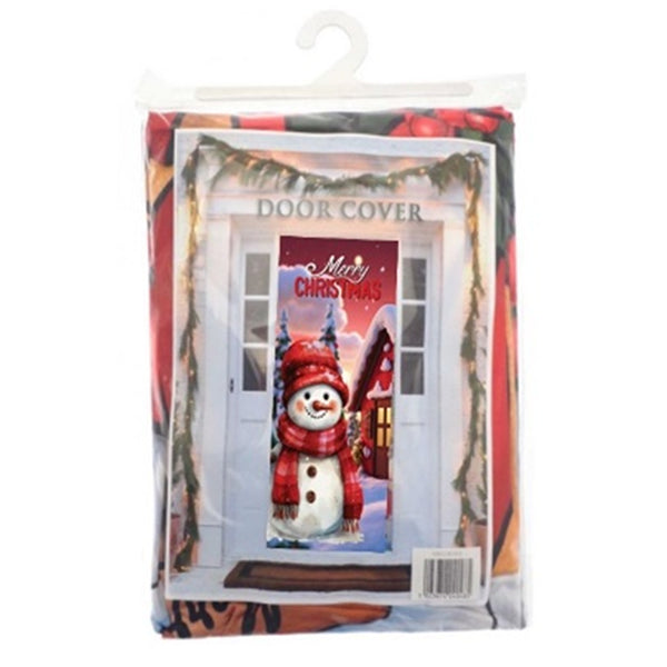 Christmas Door Cover Assorted Designs | Large Snowman Scene, High-Contrast Print
