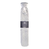 Silver Two-Tone Faux Fur Long Hot Water Bottle | 72cm, Pom-Pom Tie