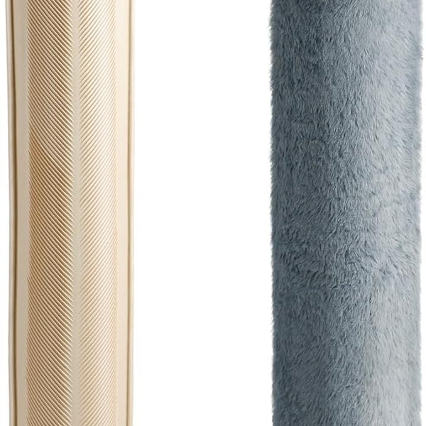 Silver Two-Tone Faux Fur Long Hot Water Bottle | 72cm, Pom-Pom Tie