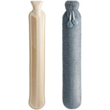 Silver Two-Tone Faux Fur Long Hot Water Bottle | 72cm, Pom-Pom Tie