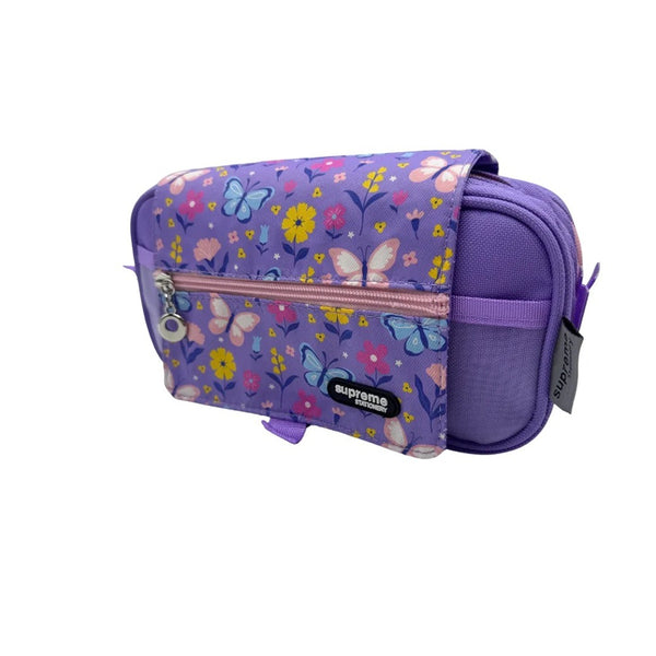 Supreme Triple Pencil Case Butterflies | Durable Fabric and Compact Size