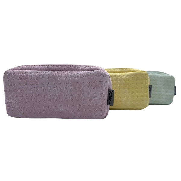 Supreme Triple Pencil Case Pastel | Assorted Design | Woven Texture, Durable Material