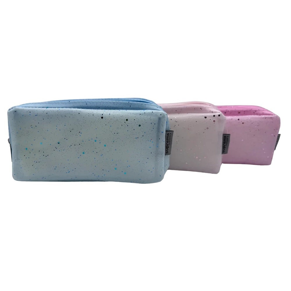 Supreme Double Pencil Case Speckled | Pastel Colours, Durable Fabric, Compact Size