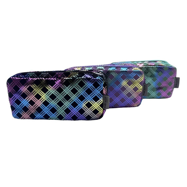 Supreme Double Pencil Case Metallic | Multicoloured Plaid Design