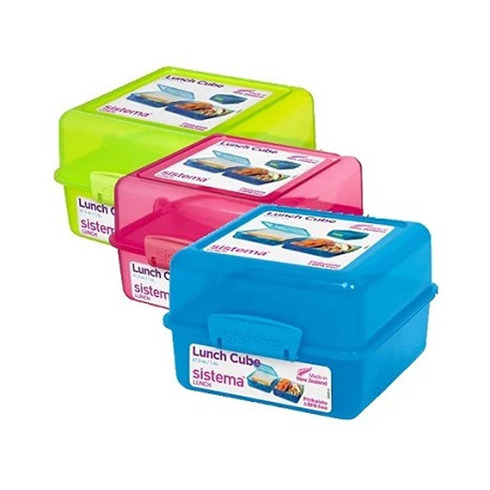Sistema Compact BPA-Free Plastic Lunch Box Cube | Available in Green, Pink, Blue