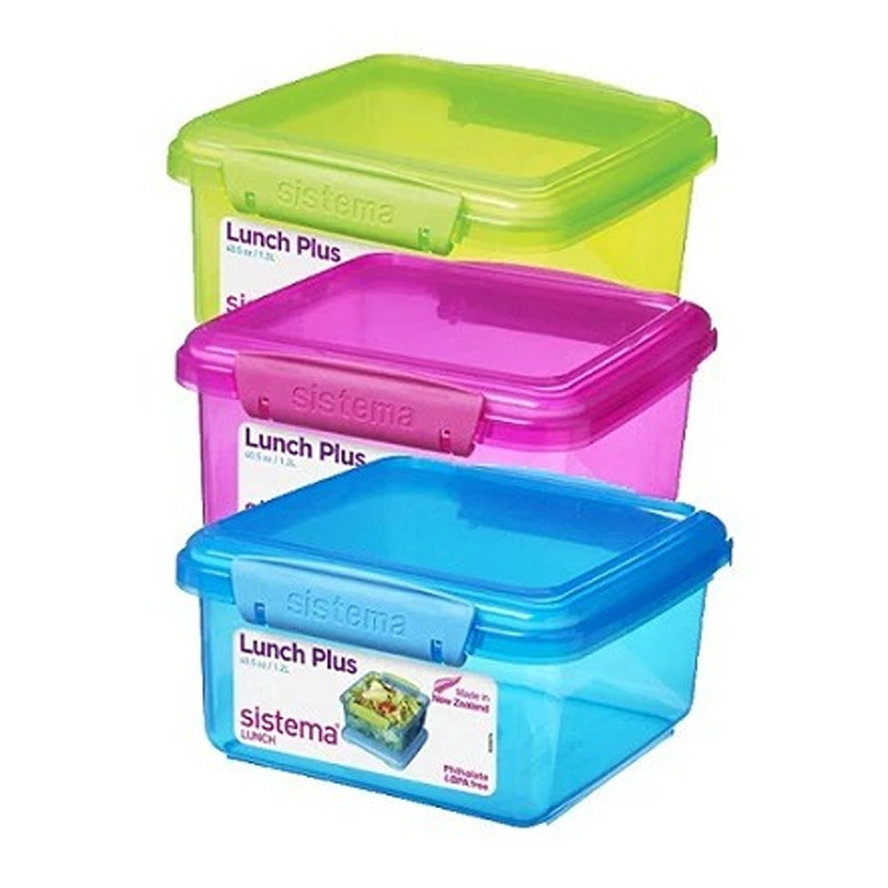 Sistema BPA-Free Plastic Lunch Box Plus | 1.3L Capacity | Available in Green, Pink, Blue