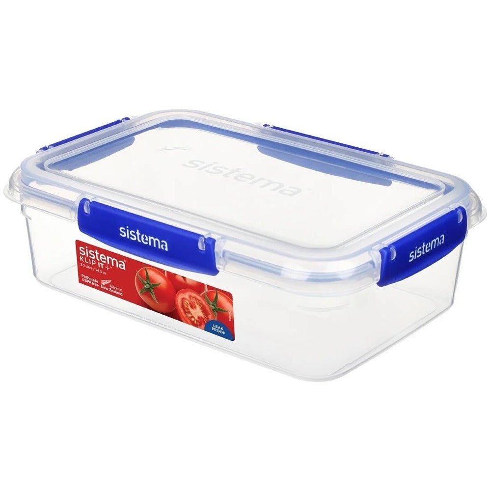 Sistema Rectangular Lunch Box with Klip It Lock | 2L BPA-Free Plastic