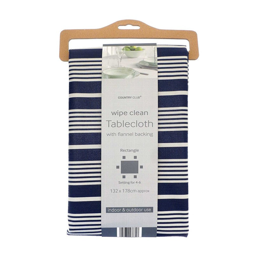 Country Club Nautical Stripe Wipe-Clean Tablecloth | 132 x 178cm