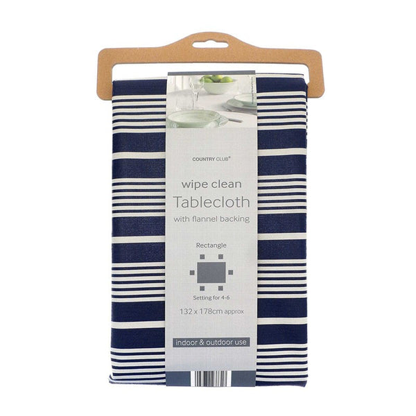 Country Club Nautical Stripe Wipe-Clean Tablecloth | 132 x 178cm