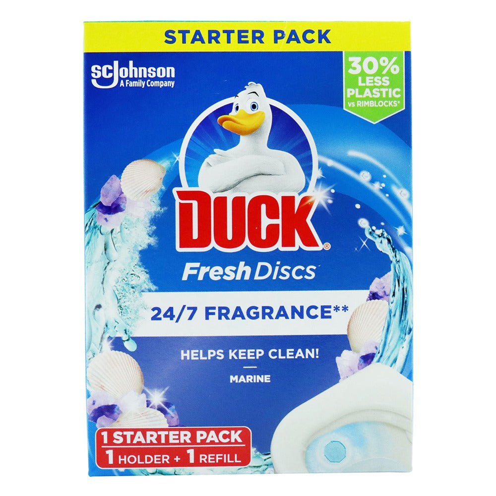 Duck Fresh Discs Marine Toilet Cleaner | Starter Pack with Holder, Refill, 72 ml