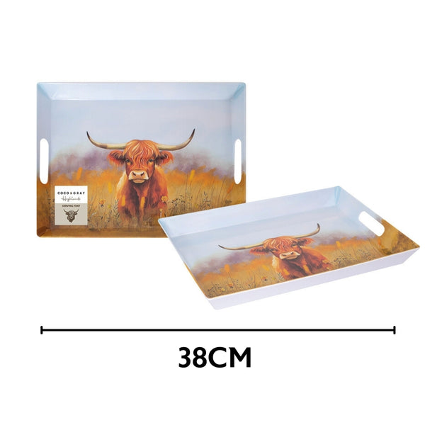Coco & Gray Highland Cow Melamine Serving Tray | 38cm