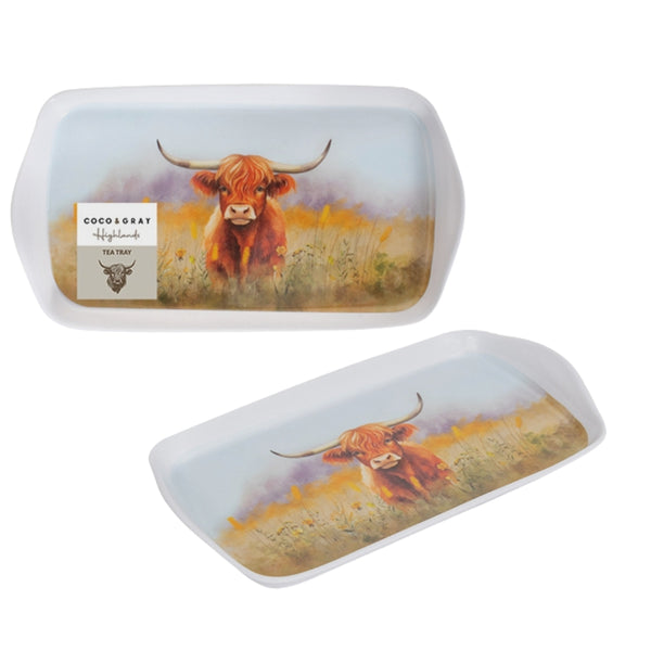 Coco & Gray Highland Cow Melamine Tea Tray | 26x14cm