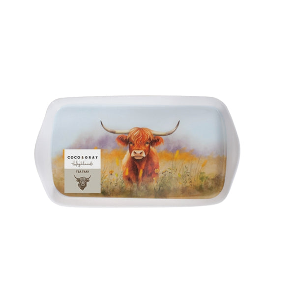 Coco & Gray Highland Cow Melamine Tea Tray | 26x14cm