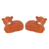 Coco & Gray Ceramic Highland Cow Salt & Pepper Shakers | Glossy Finish