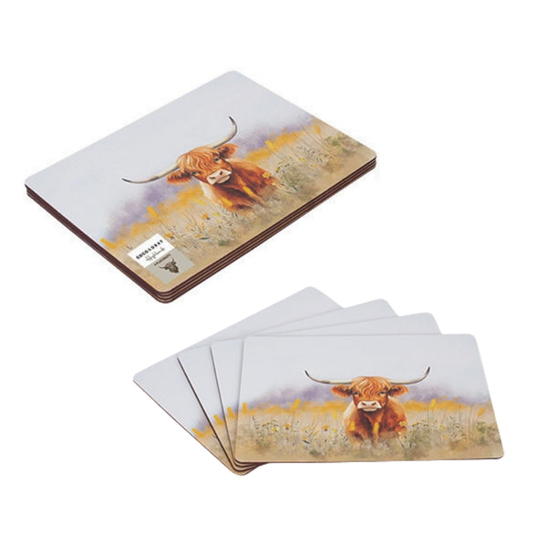 Coco & Gray Highland Cow Placemats | Set of 4 | 29x21.5cm