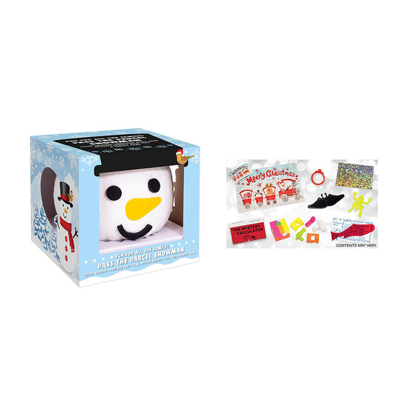 Christmas Pass The Parcel Snowman Party Game | Windowed Blue Gift Box