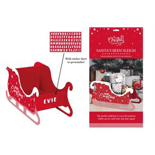 Christmas Santa's Been Personalised Sleigh Decor | Red, Alphabet Tiles