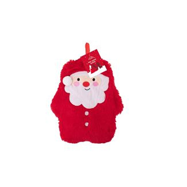 Christmas Santa Hot Water Bottle | Hanging Loop, Red Body, White Beard Accents