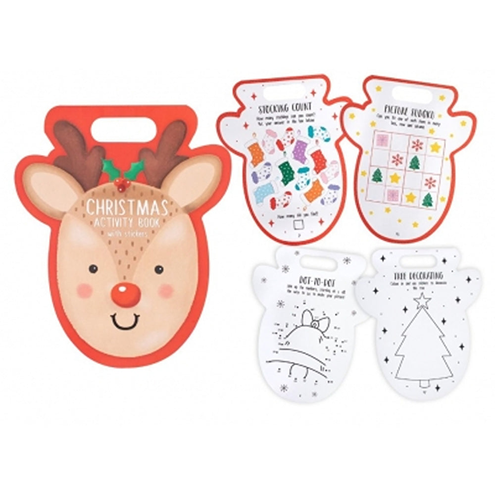 Christmas Reindeer-Shaped Activity Pad | Assorted Designs, Sticker Sheets