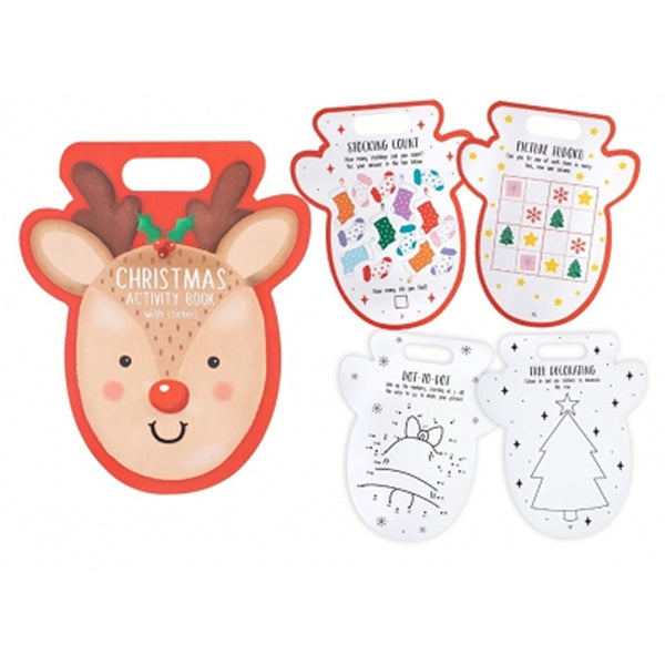 Christmas Reindeer-Shaped Activity Pad | Assorted Designs, Sticker Sheets