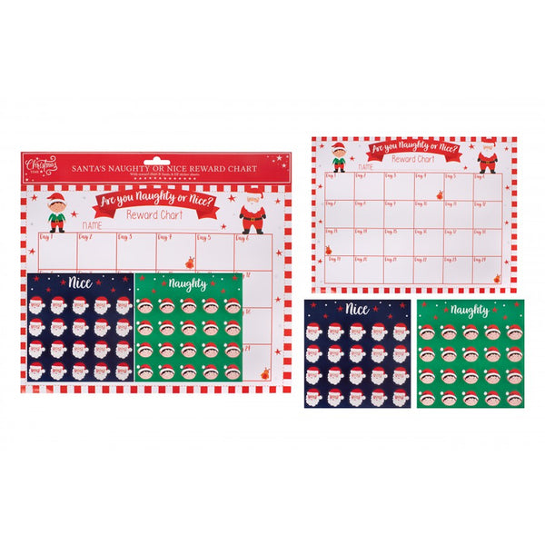 Christmas Santa's Naughty or Nice Behaviour Chart | 31-Day, Assorted Colours
