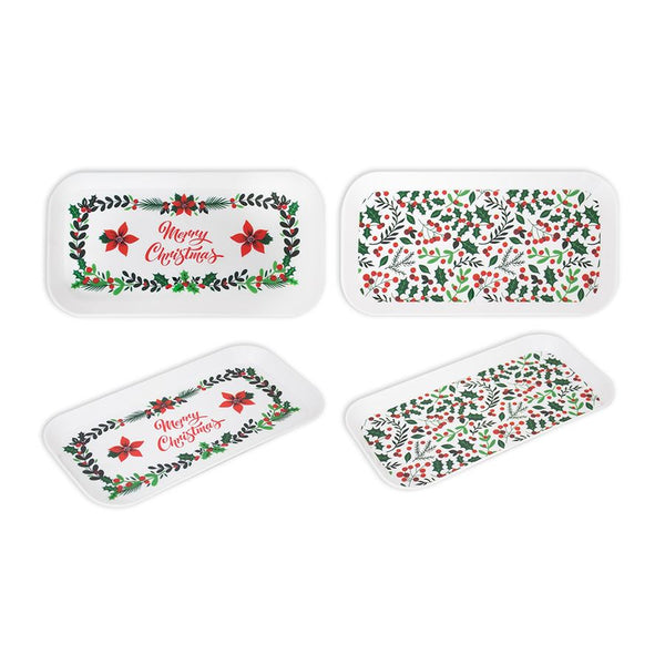 Christmas Assorted Oblong Treat Tray | Holly and Berry, Merry Christmas Script