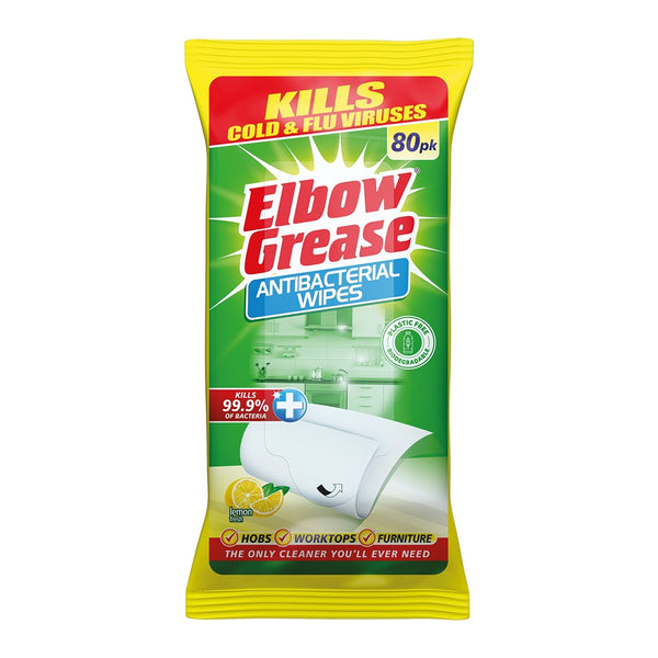 Elbow Grease Anti Bacterial Lemon Surface Wipes | 80s