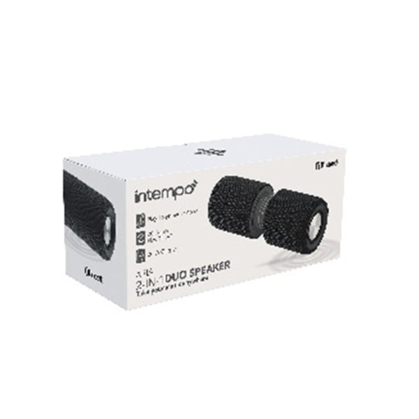 Intempo Aria Duo Speaker | 2-in-1 Detachable Cylinder Design, Black, Stereo Mode