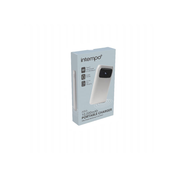 Intempo Aria Power Bank | 10000mAh, Grey, Status Display, Side Button