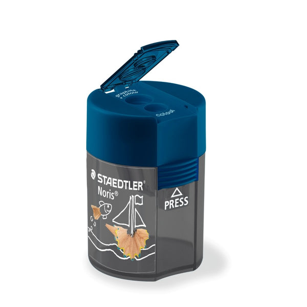 Staedtler Noris Ocean Dual-Hole Pencil Sharpener - Shavings Tub
